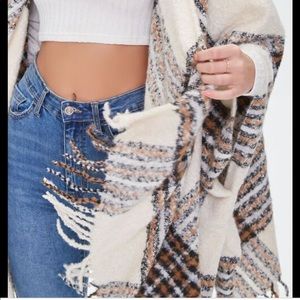 Forever 21 fringe hooded poncho
